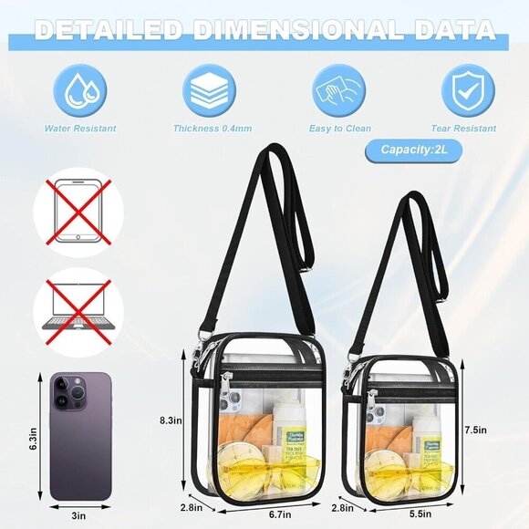 Clear PVC Bag Small Crossbody Purse for Stadium Concert Travel Work - Picture 2 of 7